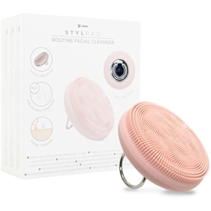 stylPro SONIC FACIAL CLEANSING DEVICE: SILICONE MASSAGER WITH SONIC VIBRATION. RECHARGEABLE, WATERPROOF, ADJUSTABLE EXFOLIATOR AND SCRUBBER. REMOVES MAKEUP, DIRT, DEAD SKIN CELLS. TRAVEL-FRIENDLY - Image 1